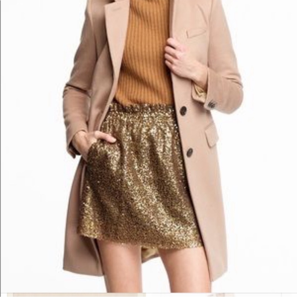 J.Crew Gold Sequined Paper Bag Waist Mini Skirt